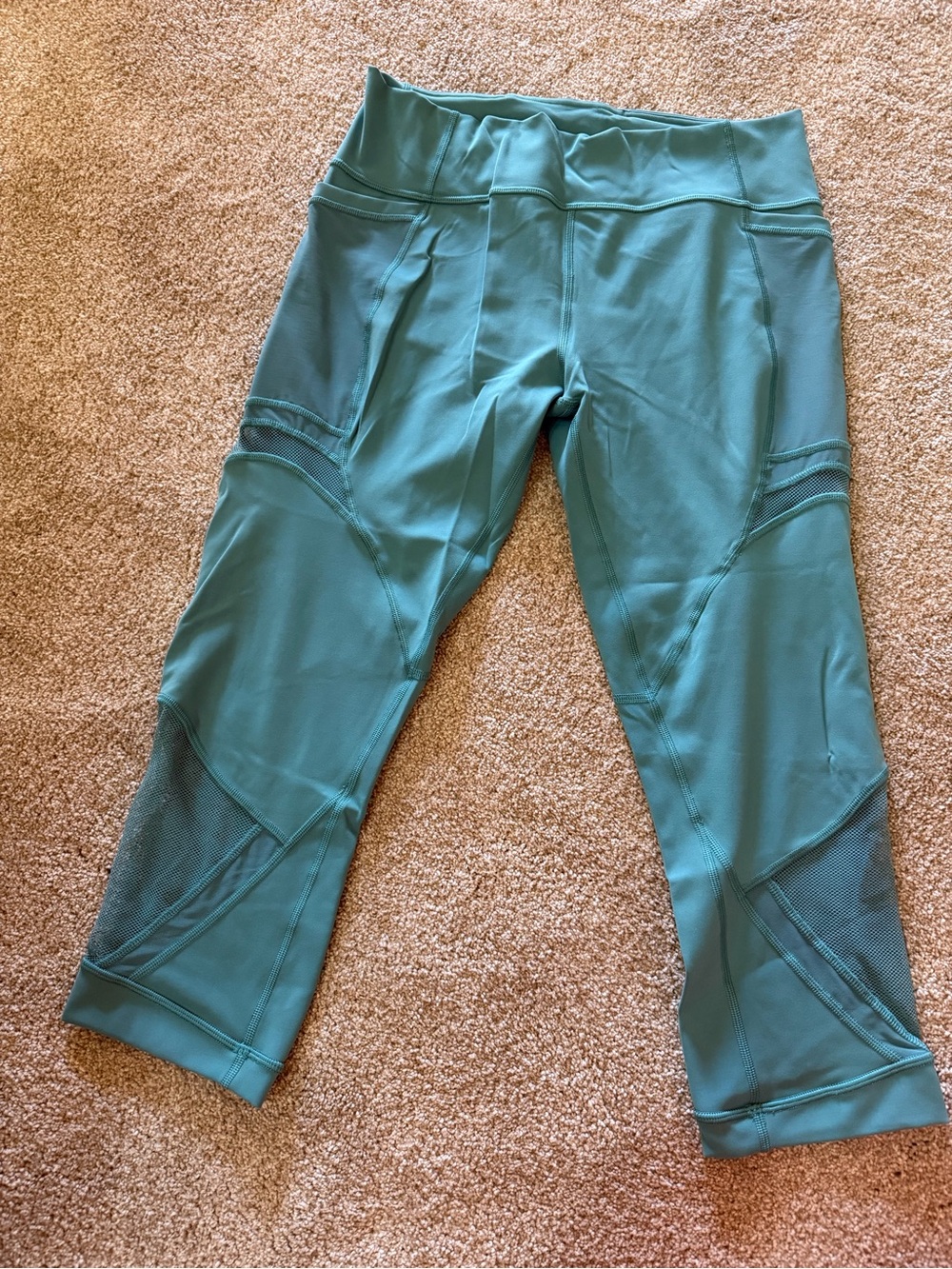 lululemon athletica Teal Capri Leggings with Mesh Panels
